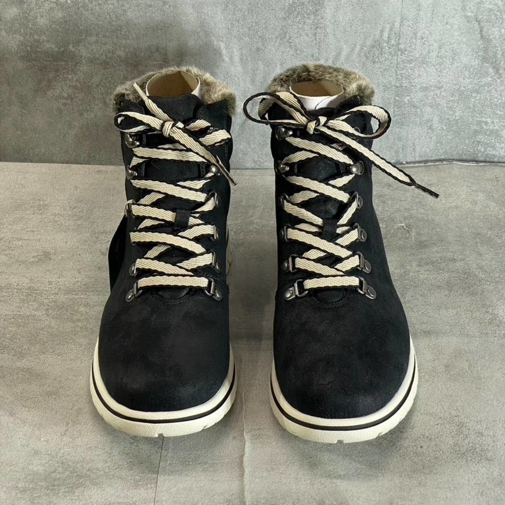 CLIFFS By WHITE MOUNTAIN Women's Wide Black Fabric Hallett Lace-Up Snow Boot